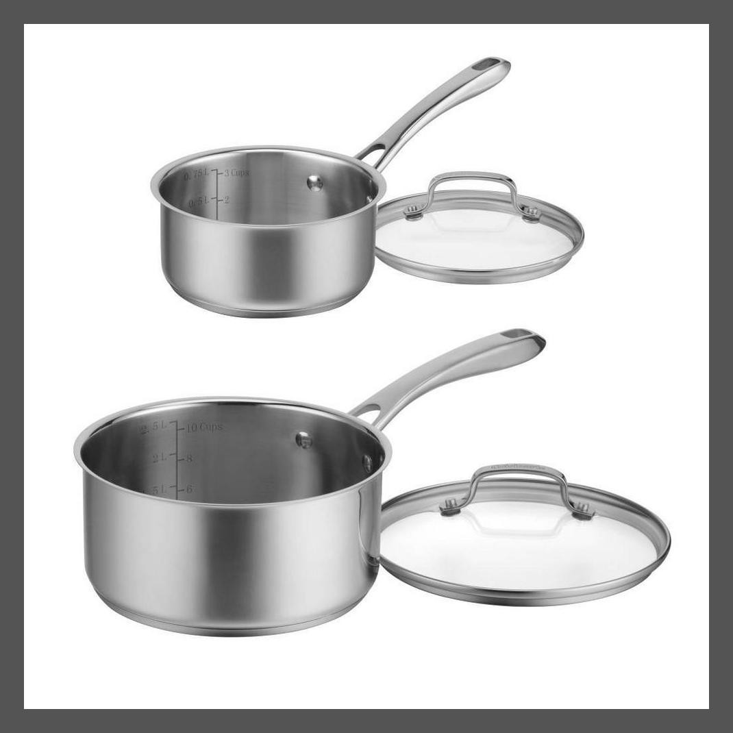 Cuisinart Classic 4pc Stainless Steel Saucepan Set (1.5qt & 3qt) – 83-4
