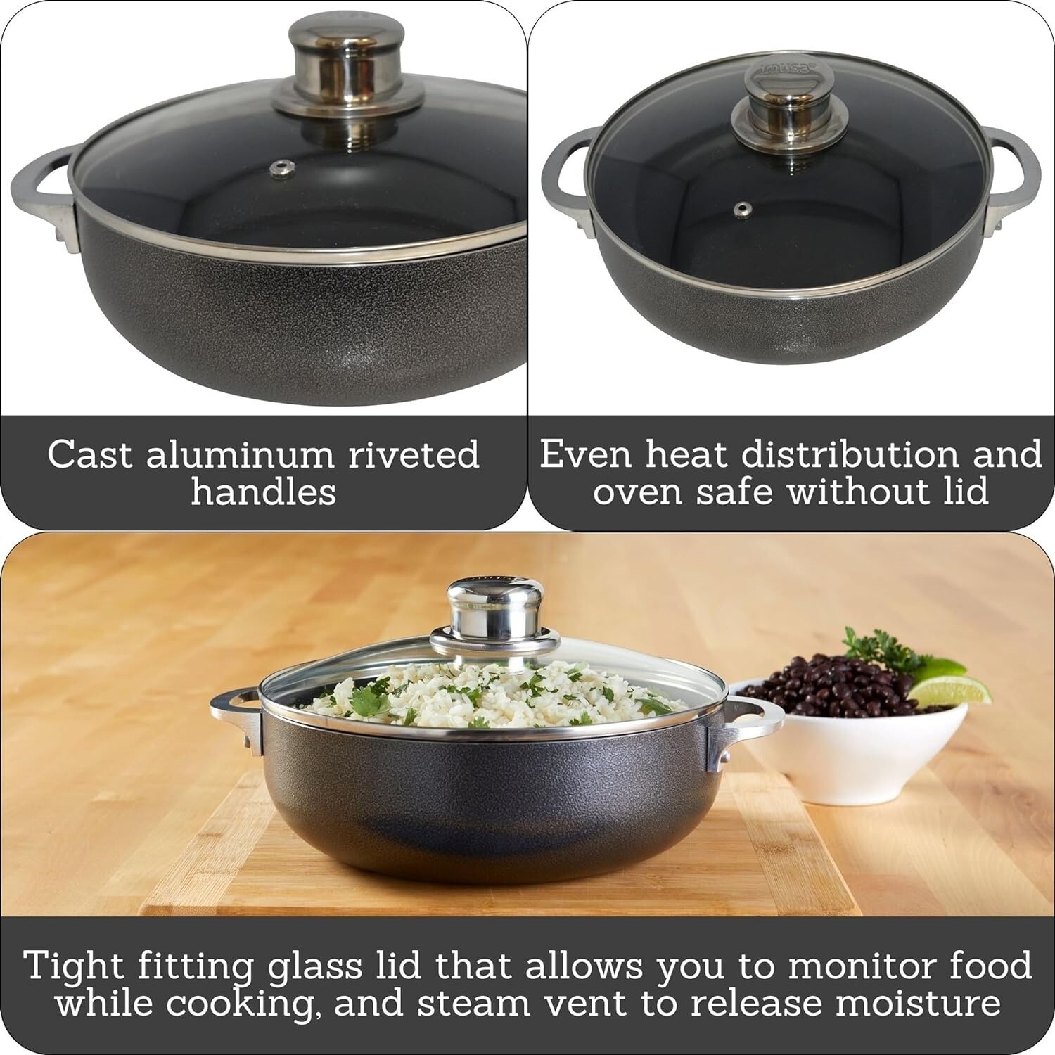 Olla De Aluminum Fundido Con Tapa Horno Holandés De 3.2 QT De Cocción Lenta NEW