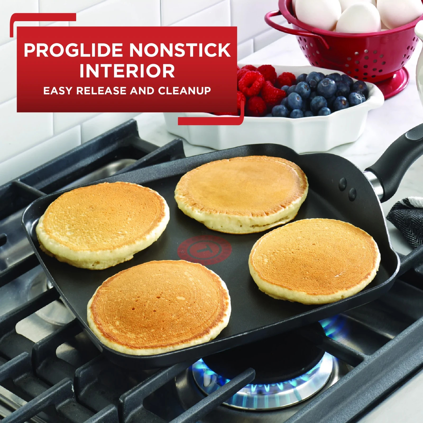 Easy Care Nonstick Cookware, Griddle, 11 Inch, Grey