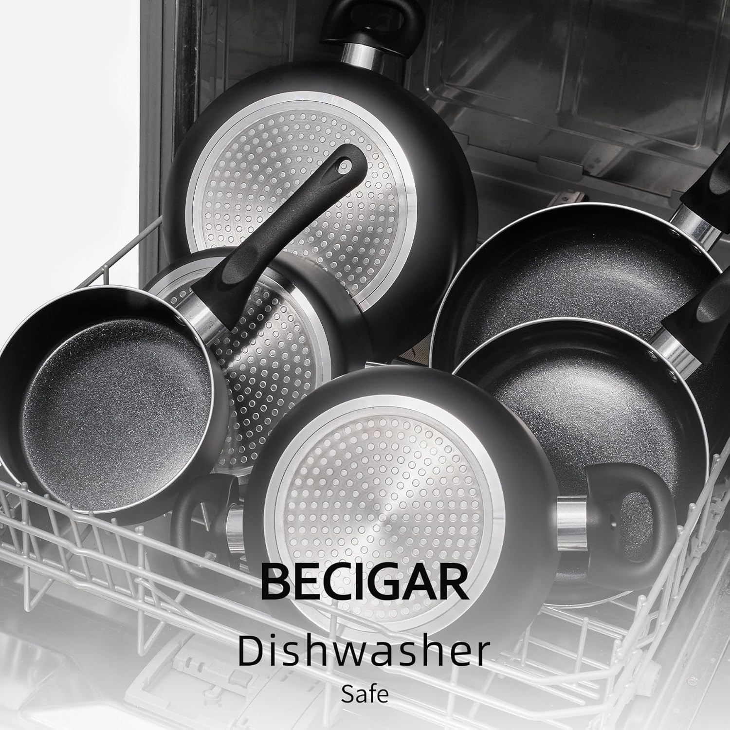 BECIGAR 8 Pcs Ceramic Pots and Pans Set, Cooking Pan Set, Nonstick