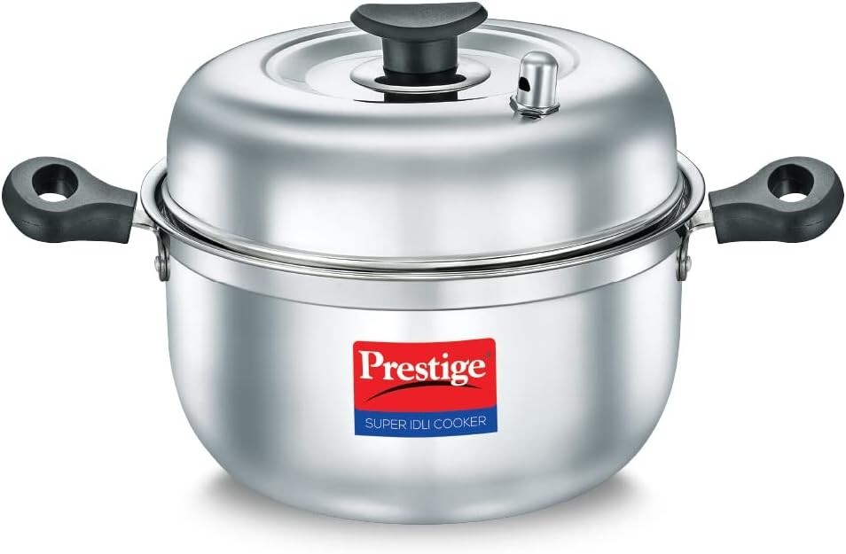 Prestige PRID6 Cooker, 5Plates + 1 Mini Idli Plate, SILVER – Total 6 Plates