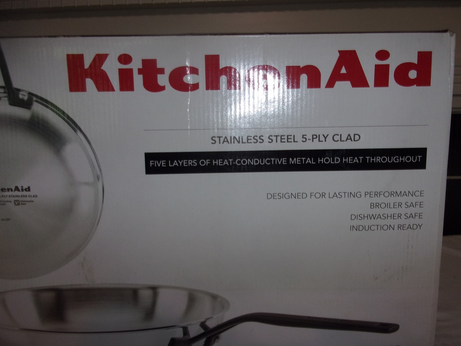 KitchenAid Set of 2 STAINLESS STEEL 5-PLY CLAD 10”25CM /8.5”21 CM Pans No Lid