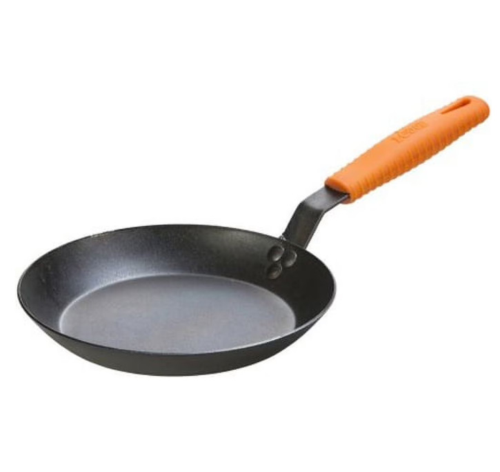 Lodge Seasoned Carbon Steel Skillet w Orange Handle Holder CRS10HH61