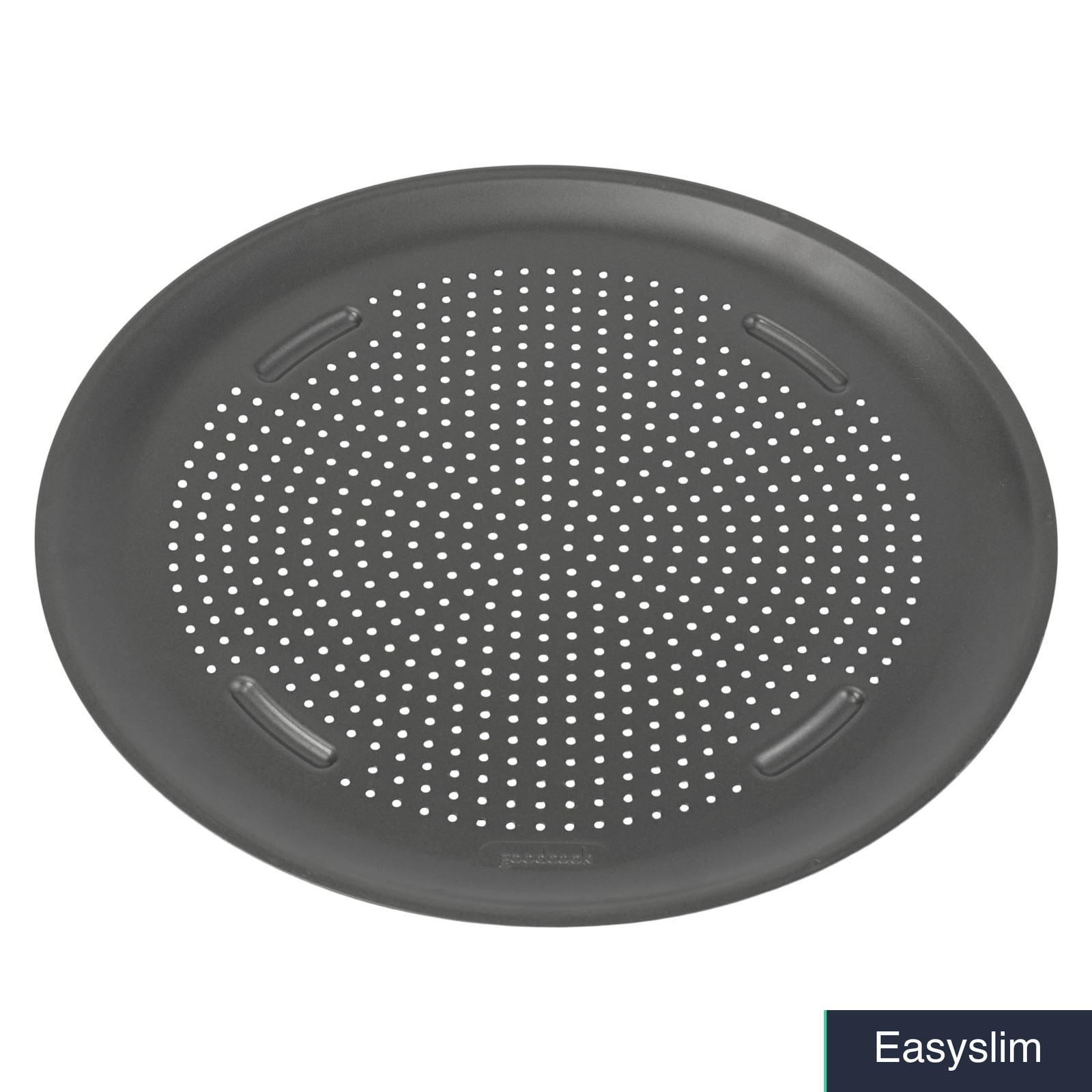 Pizza Pan 16 Inch Carbon Steel Nonstick Perforated Cutting Guides Gray