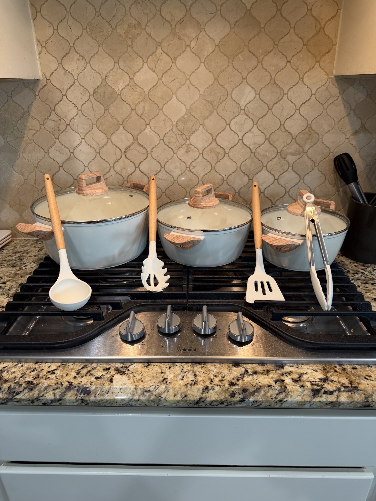*NEW* Bazova 24pc Ceramic Nonstick Pots & Pans Set White, Titanium, 500°F