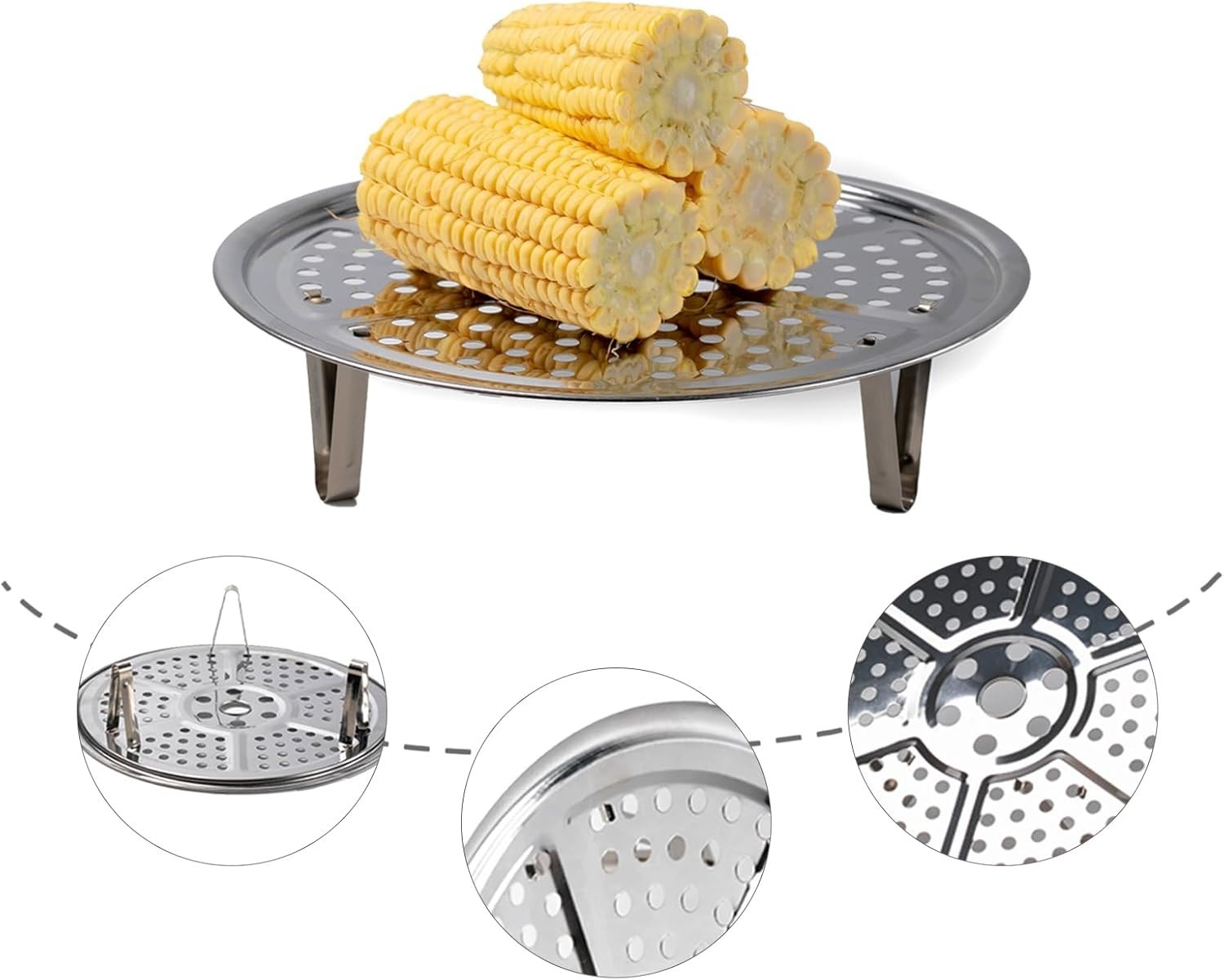 Efficient 8.7-Inch Stainless Steel Steamer Rack – Elevates Flavorful Cooking