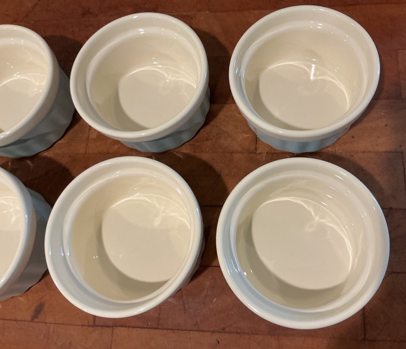 Set of 4 Light Blue & Cream 8 Ounce Ramekins Natural Elements from Kitchen Kraft