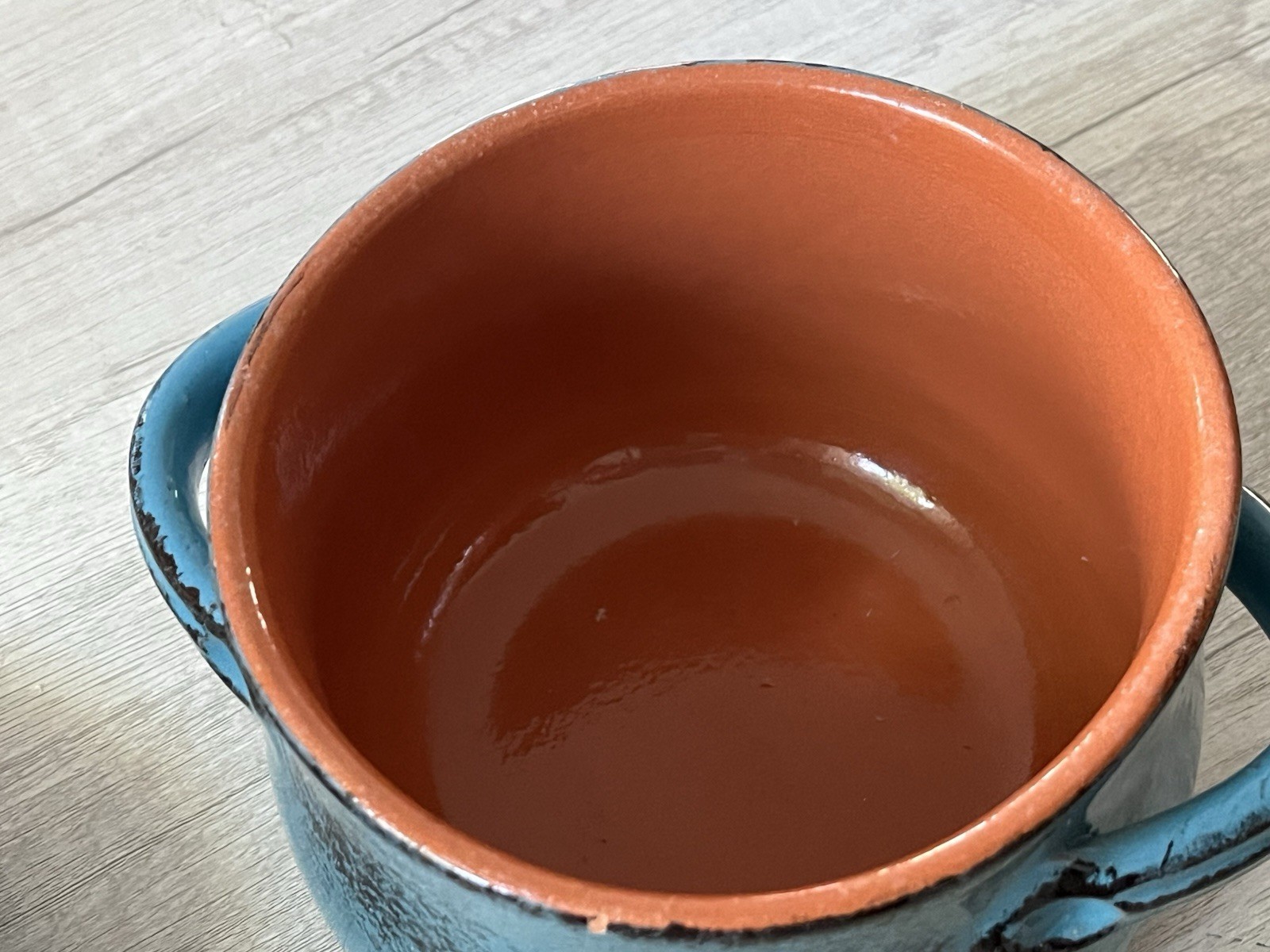 De Silva Bean Pot Made in Italy Glazed Teal Blue Heavy Duty