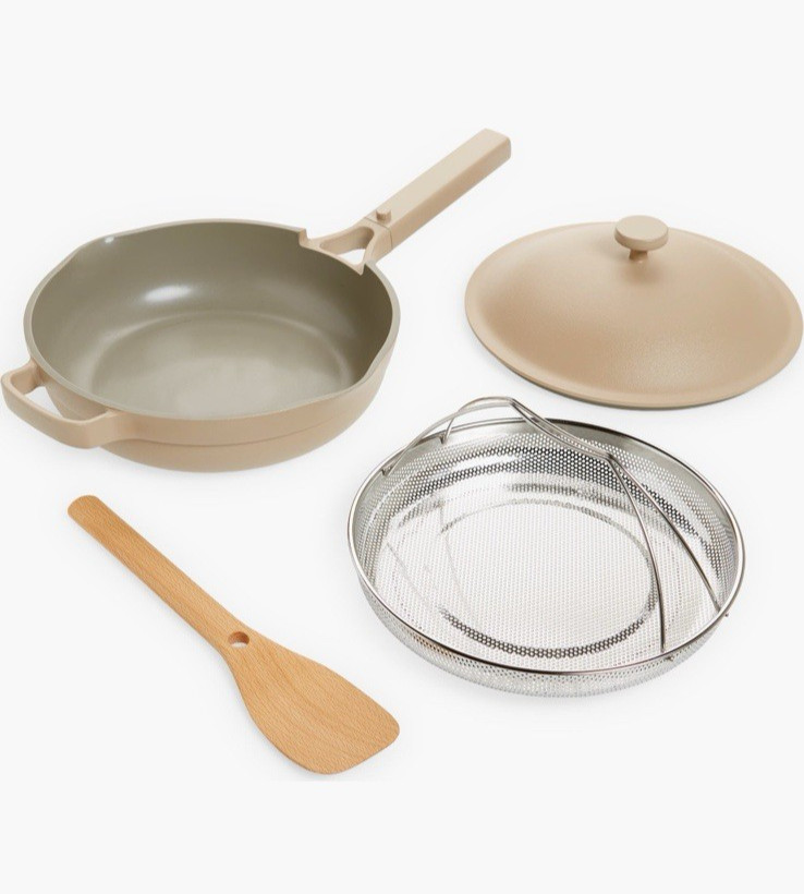 Our Place Large Always Skillet Pan 10″ Nonstick w Lid Spatula Steam Basket NEW