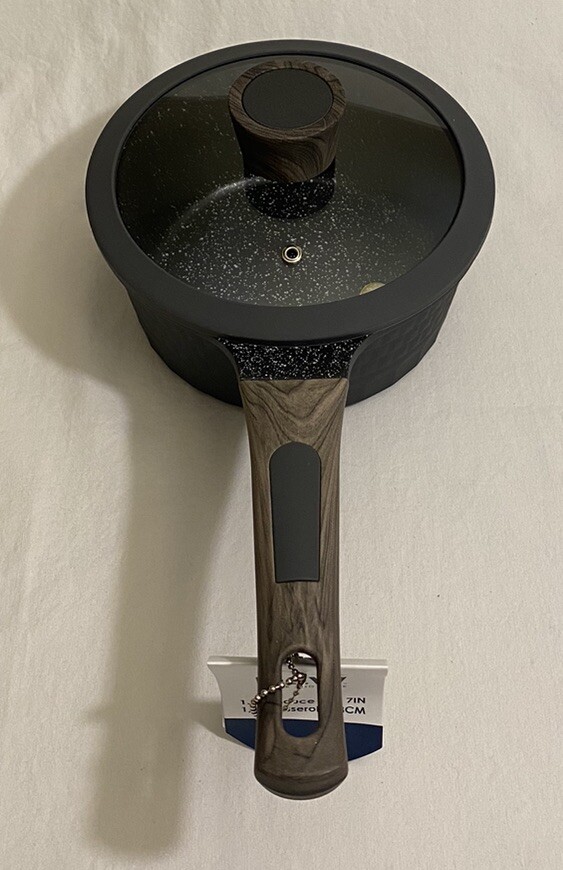 D&W Deane & White 1.9 qt Sauce Pan 7 in Gray/Wooden Handle NWT