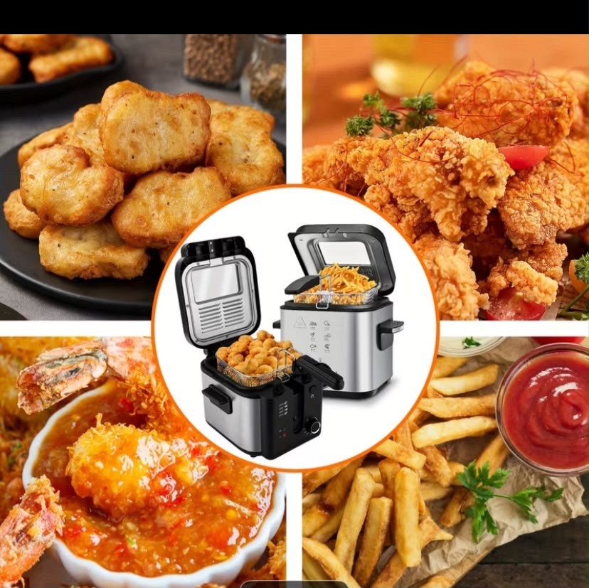 1500W Non Stick Frying Pan Adjustable Temperature & Detachable Basket 1.5L