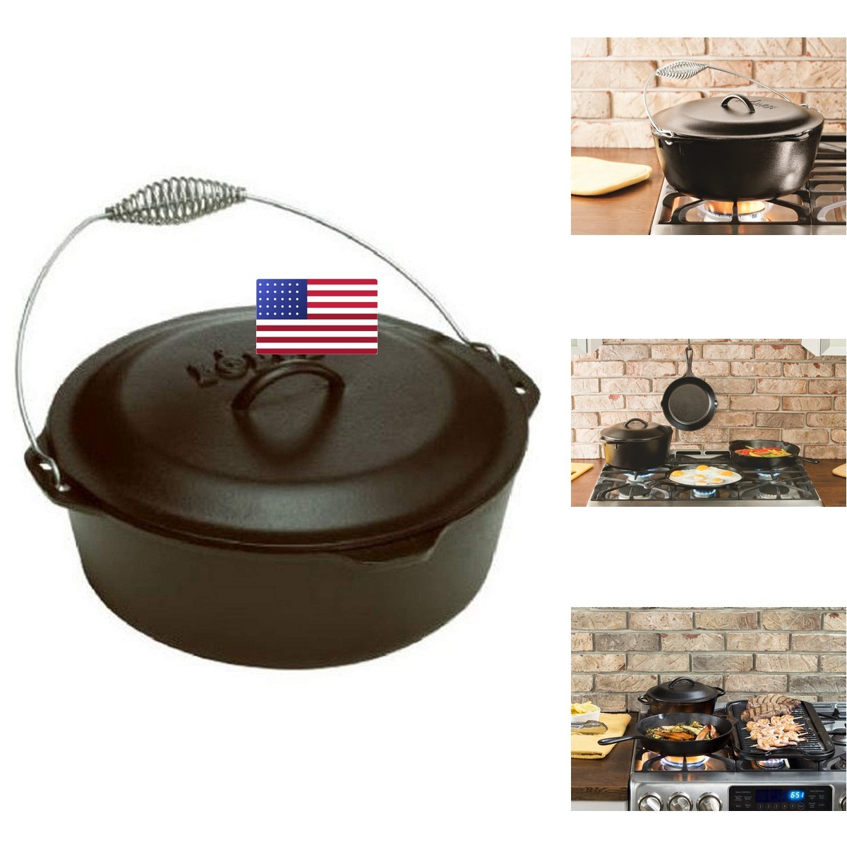 Lodge Cast Iron Dutch Oven with Bail Handle – 7 Quart