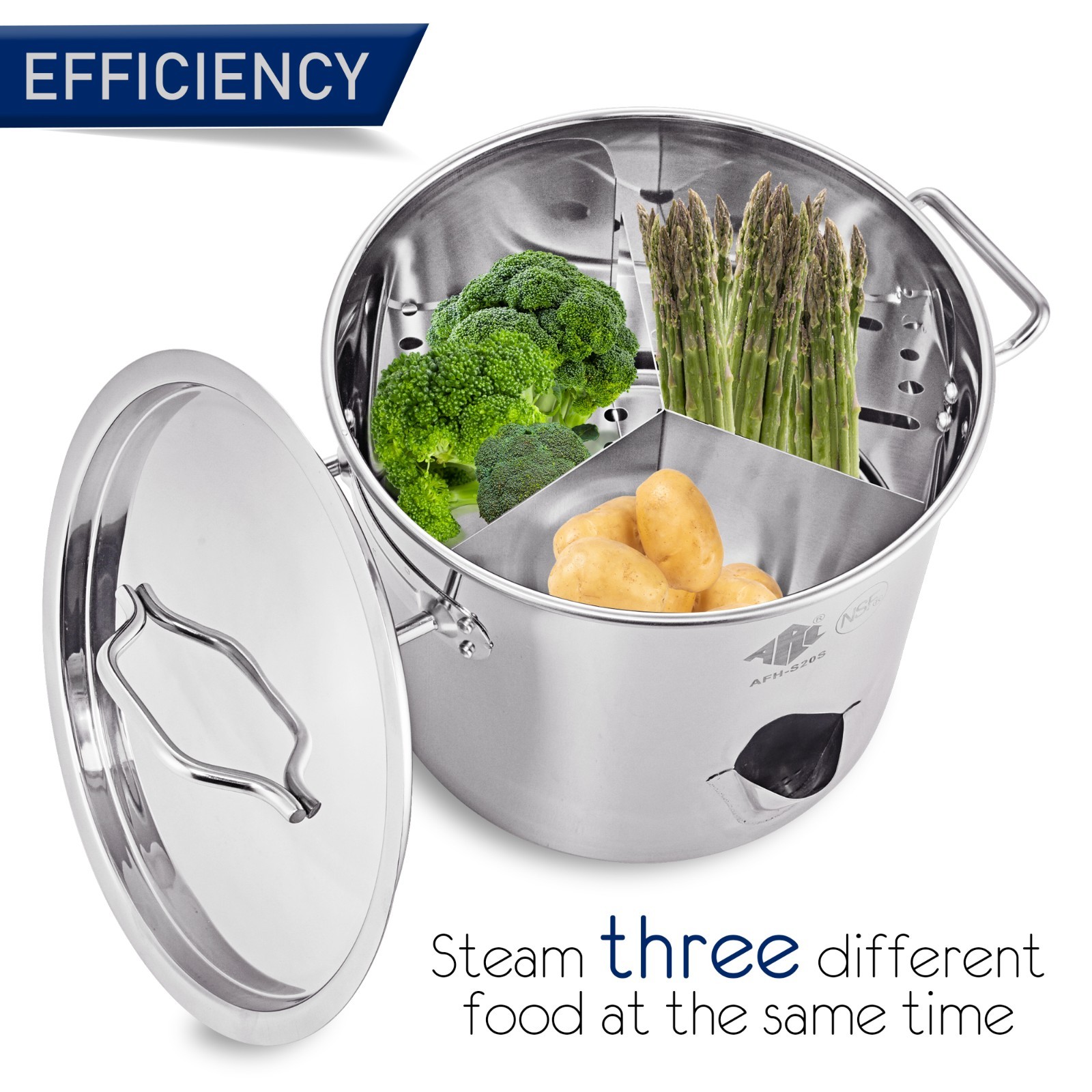 24QT Steamer Pot Stainless Steel with Spout & Divider for Tamales, Seafood Crab