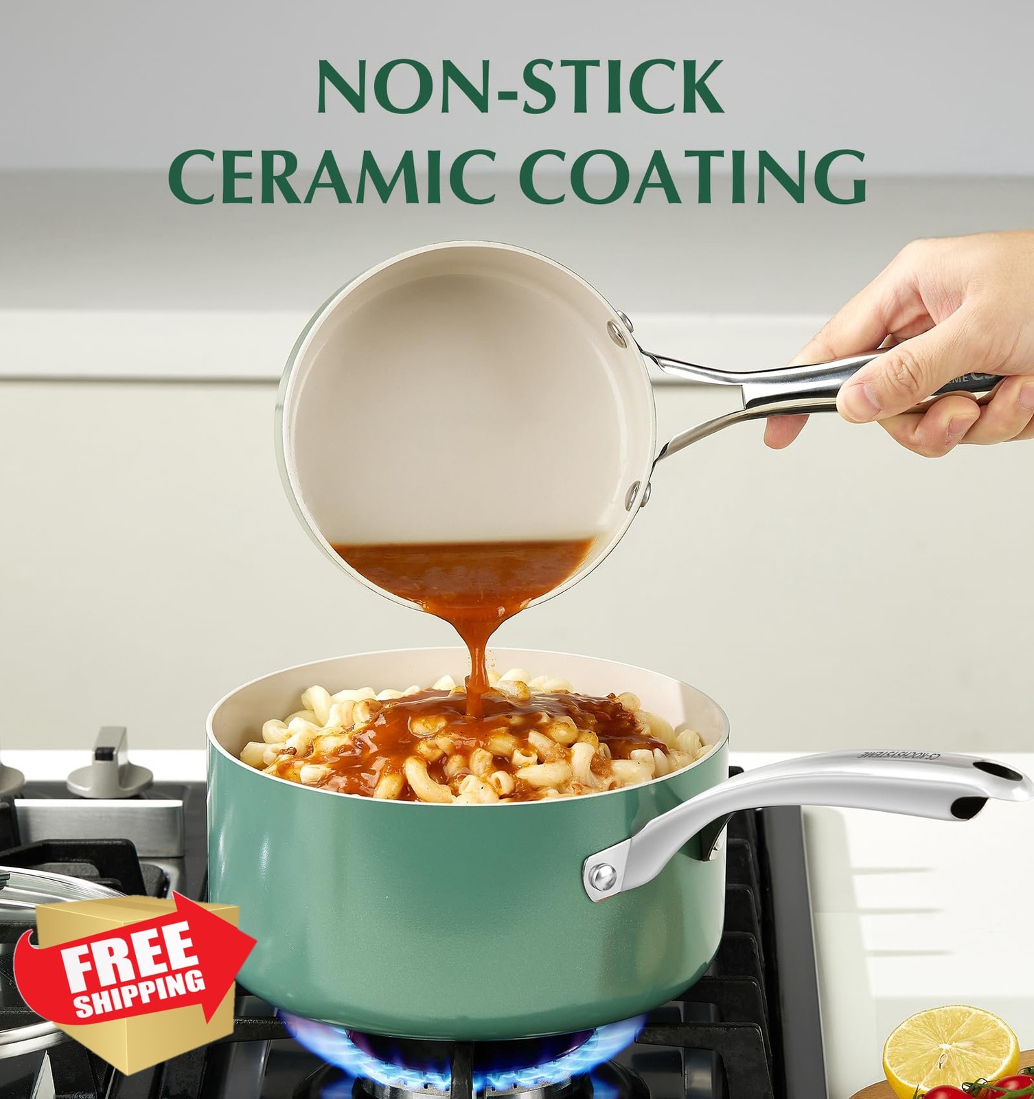 KOCH SYSTEME 6pc Nonstick Ceramic Sauce Pan Set 1-3QT Green Induction