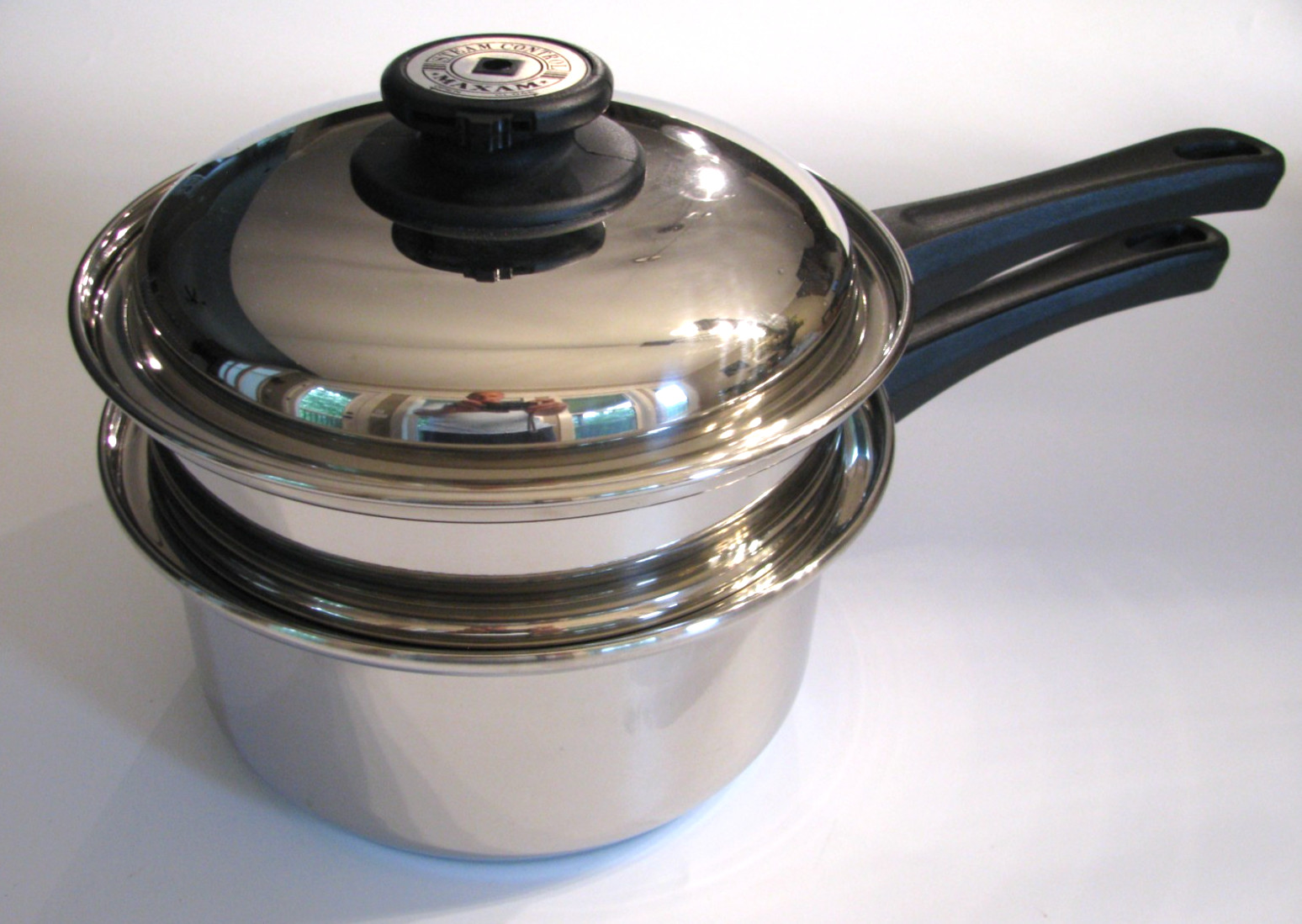 Maxam T304 Waterless Saucepan & Double boiler with lid Surgical stainless 5 ply