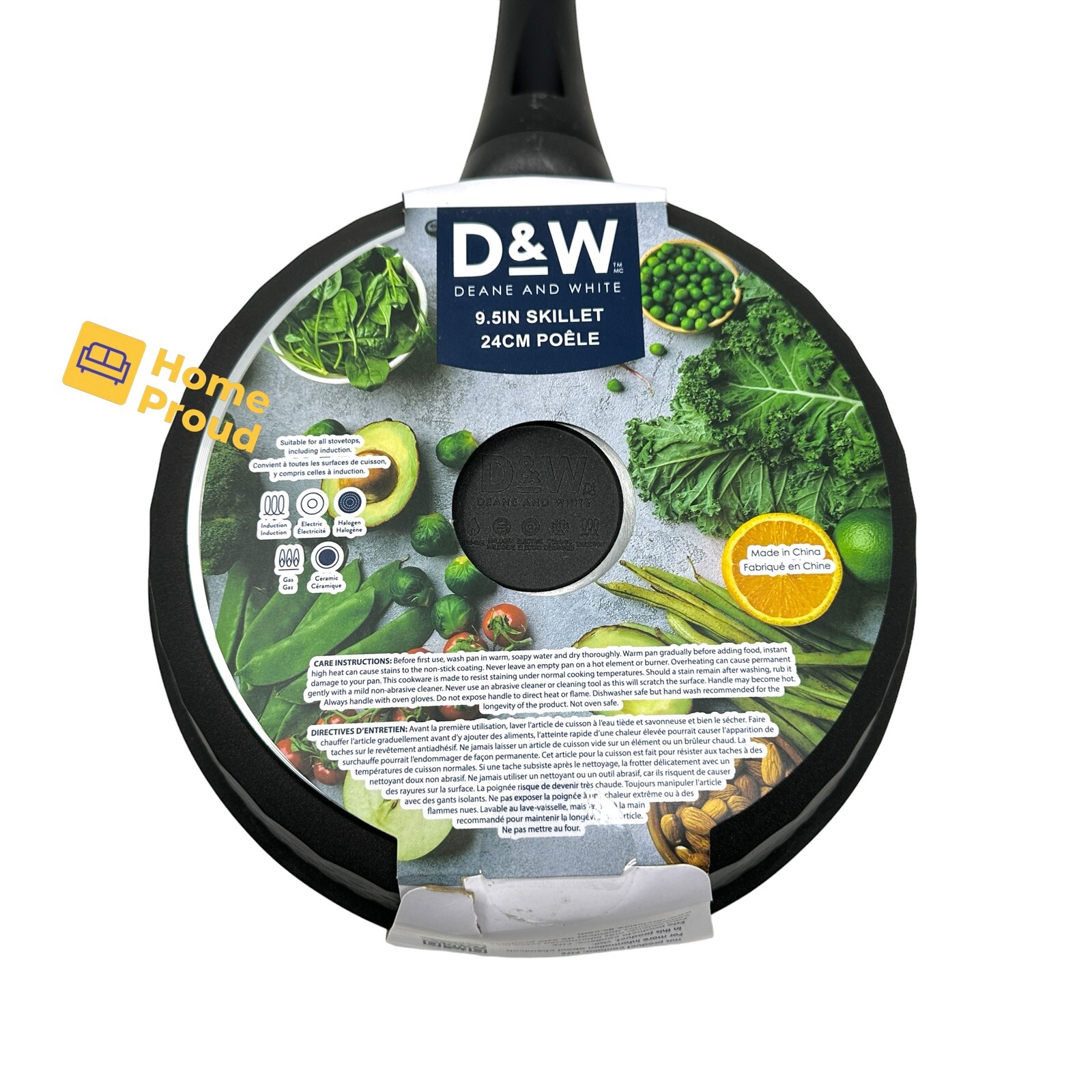 Premium Frying Pan D&W Skillet Nonstick Heavy Duty Kitchen Cookware 9.5 in Black