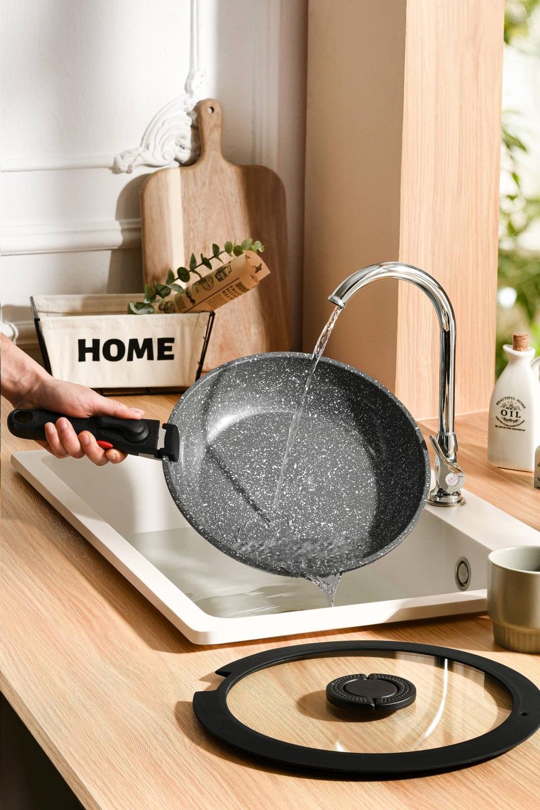 7pcs forged Aluminium Nonstick Pots and Pans Set from France with Removable Hand