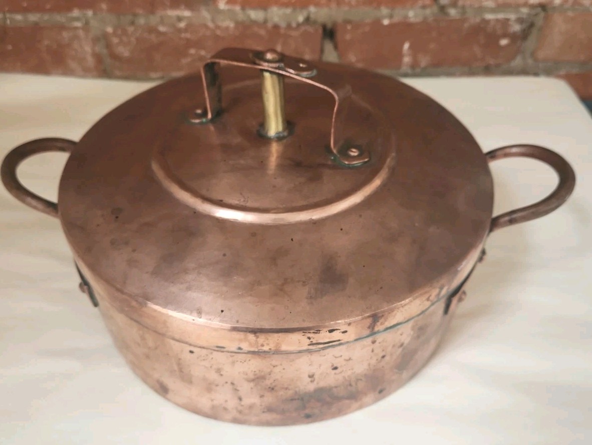 Swedish Copper Stew Pot & Lid 13.25″