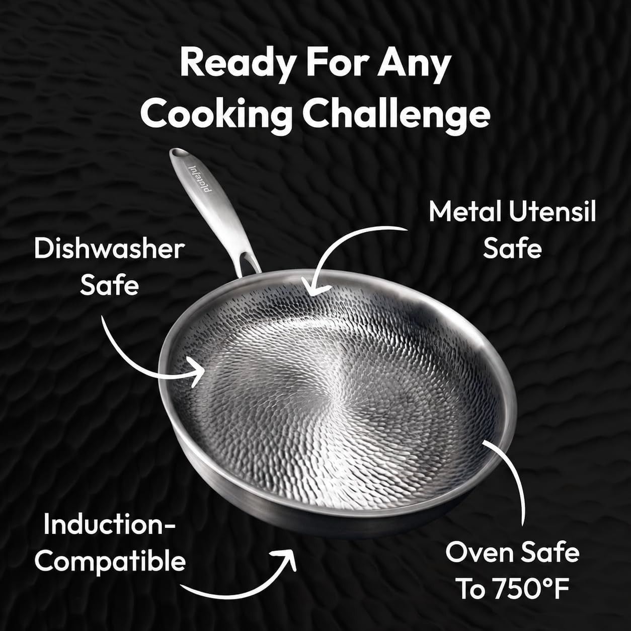 Plateful Titanium 12 Inch Fry Pan With Lid Oven Safe Induction