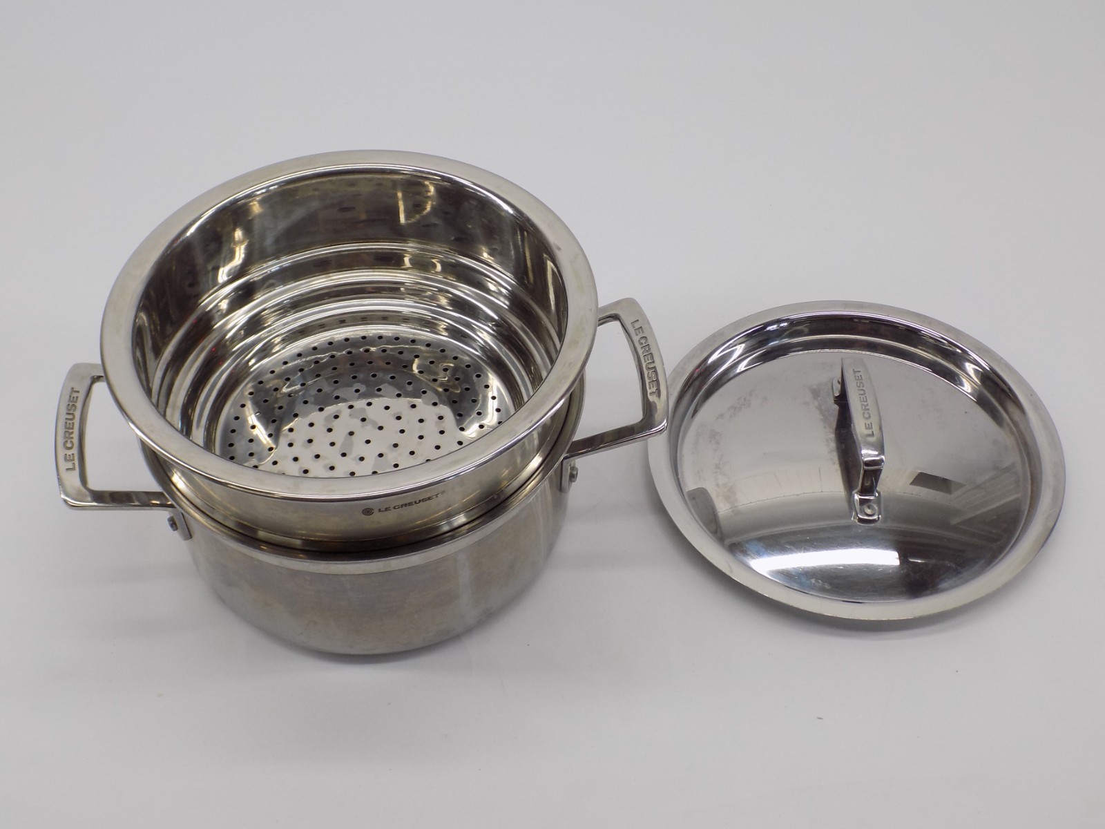 Le Creuset Stainless Steel Steamer 3.0L 20cm 8″ Nice Condition 3-1/5 Quart