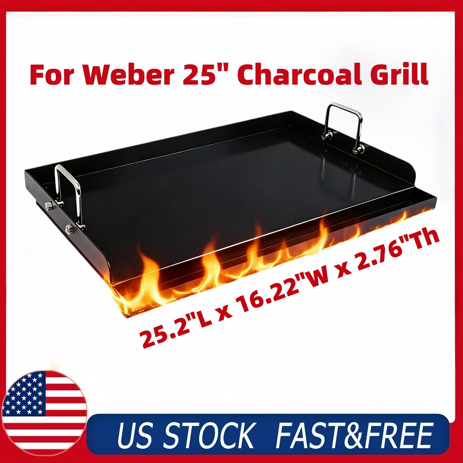 25″x16″ Carbon Steel Flat Top Griddle for Carbon Steel Griddle & Outdoor Grill