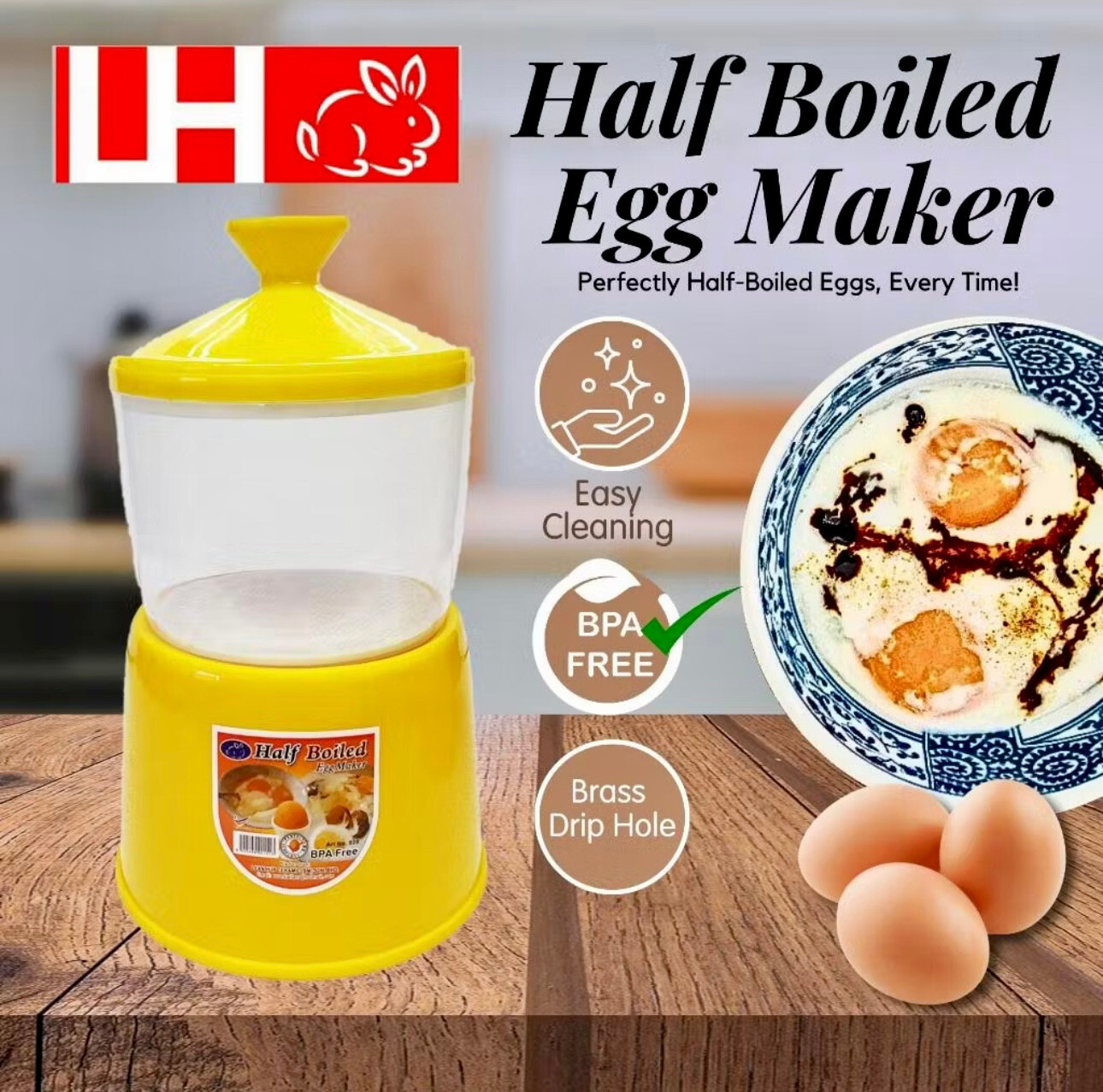 Malaysia Half Boiled Egg Maker BPA-Free Easy Use Drip Hole No Electric Needed