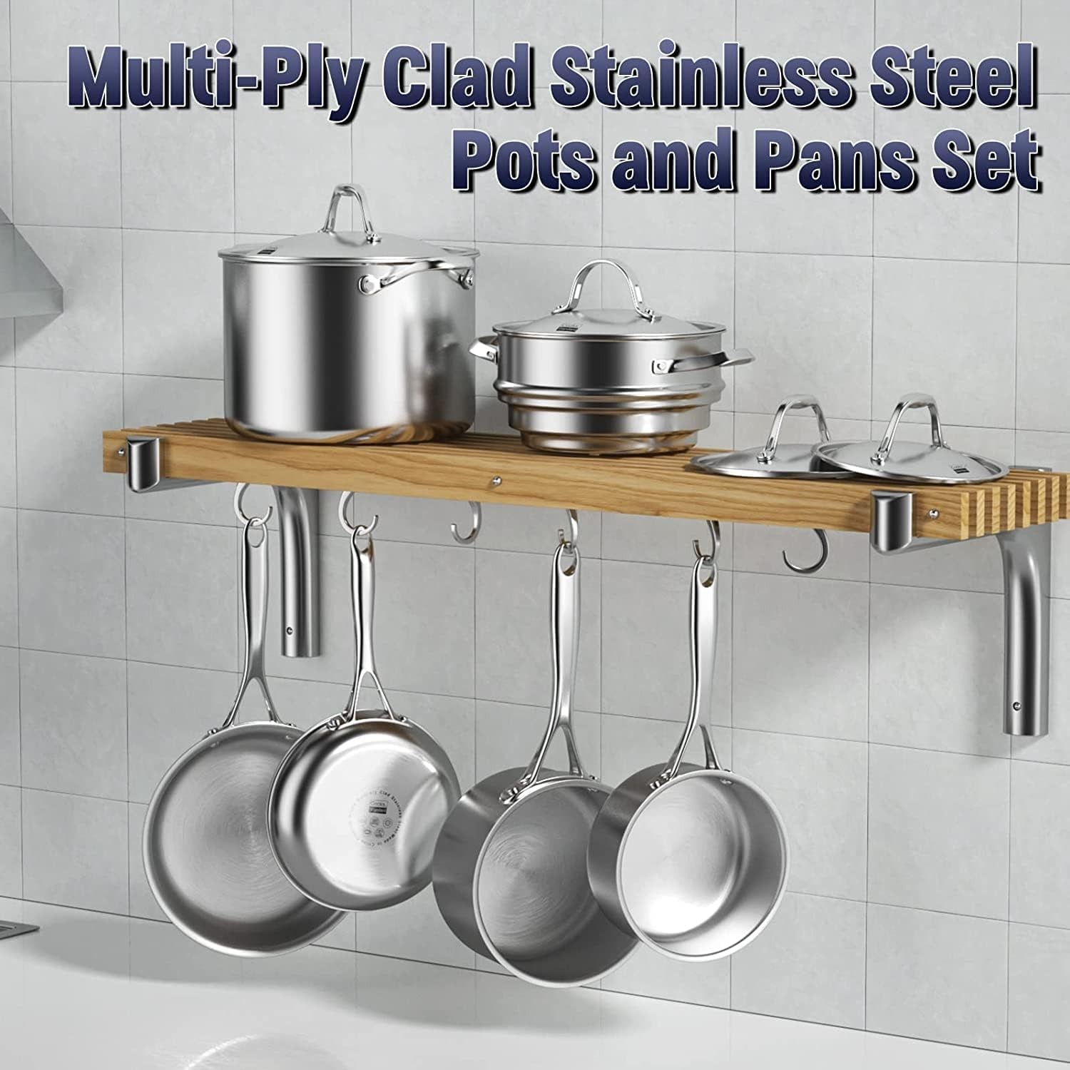 Multi-ply Clad Stainless Steel Cookware Set, Includes Saucepans, Steamer, Sto…
