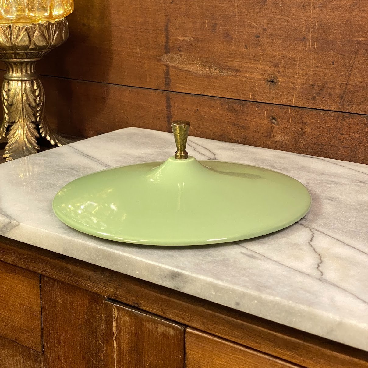 Vintage Salem Mint Green Ceramic Lid w/ Metal Handle Replacement
