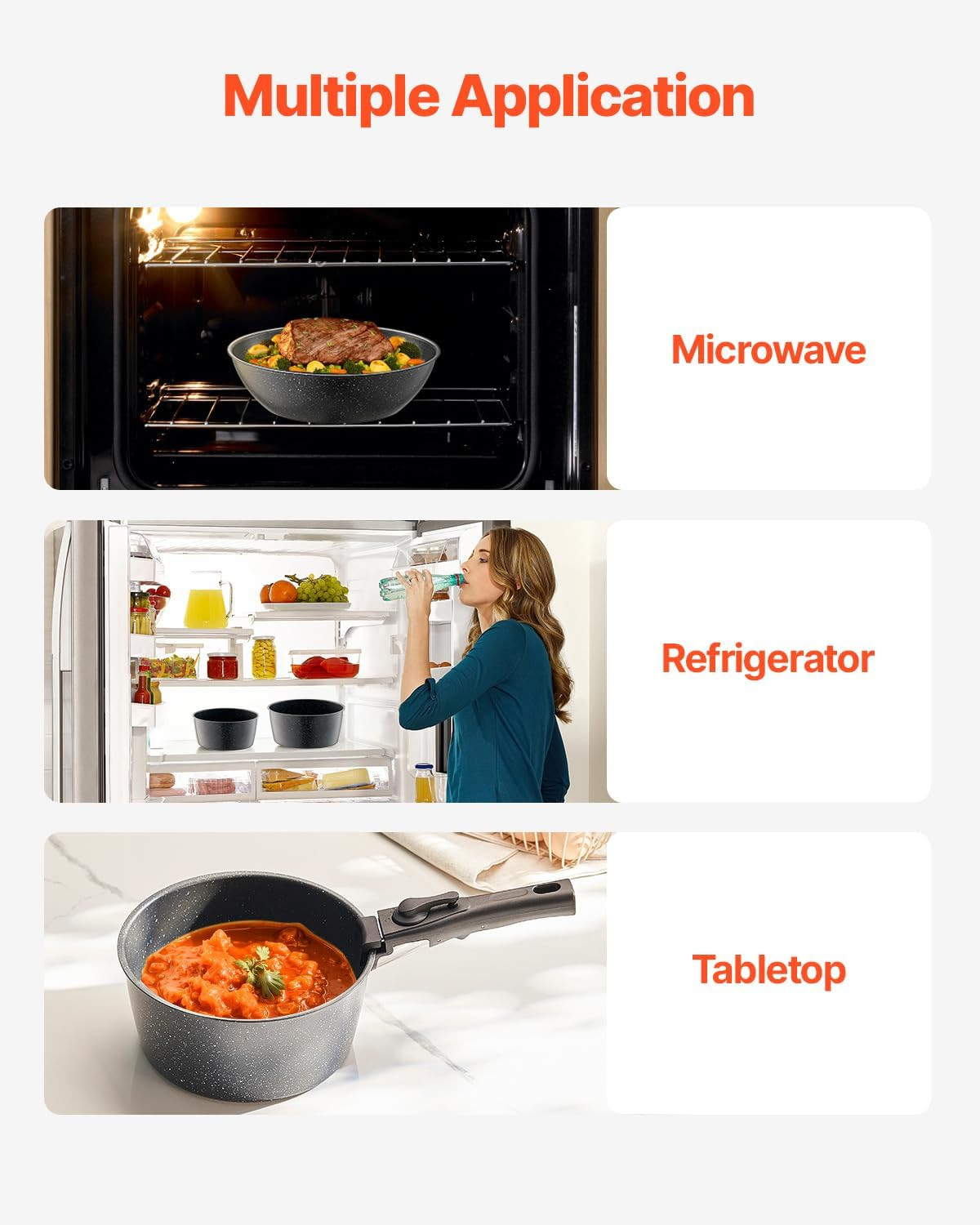 17 Piece Pots and Pans Set, Granite Nonstick Detachable Handle Cookware, Spac…