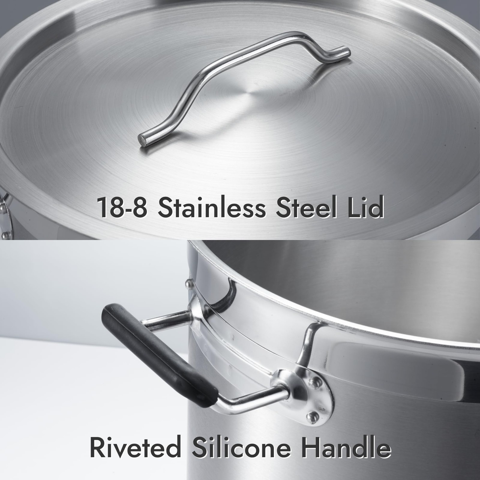 Curta 20 Quart Large Stock Pot Lid Nsf Listed 3-Ply 18/8 Stainless Steel