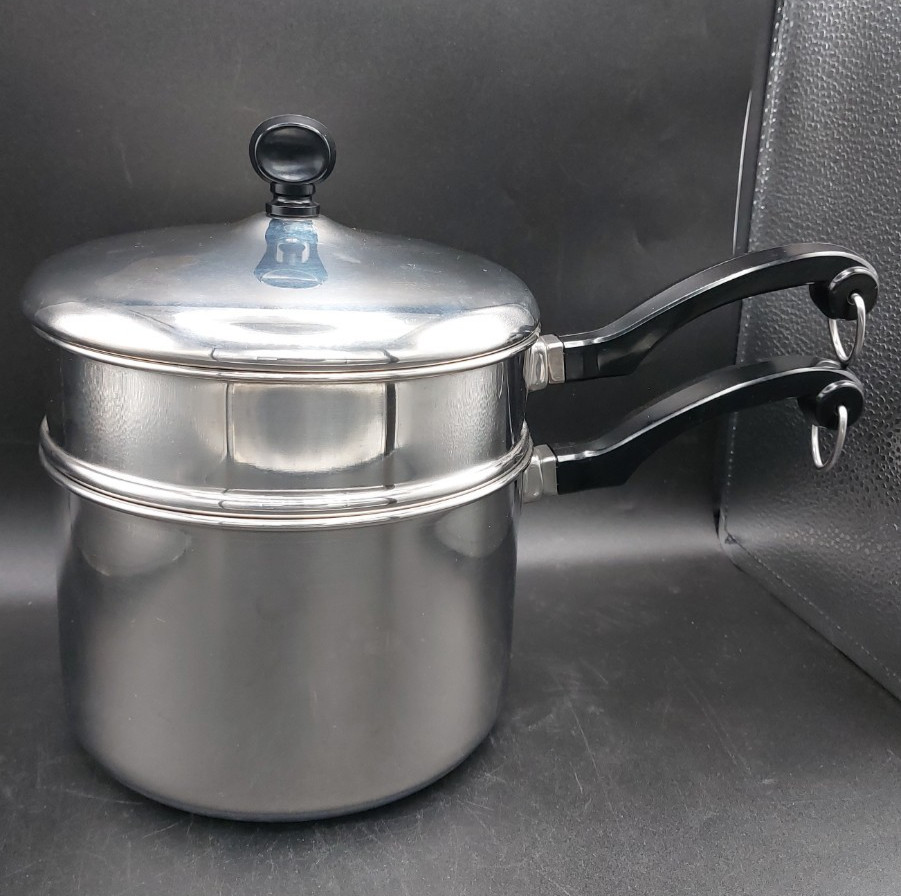 Vintage Farberware 2.5 Quart Double Boiler (Stainless Steel) Saucepan With Lid