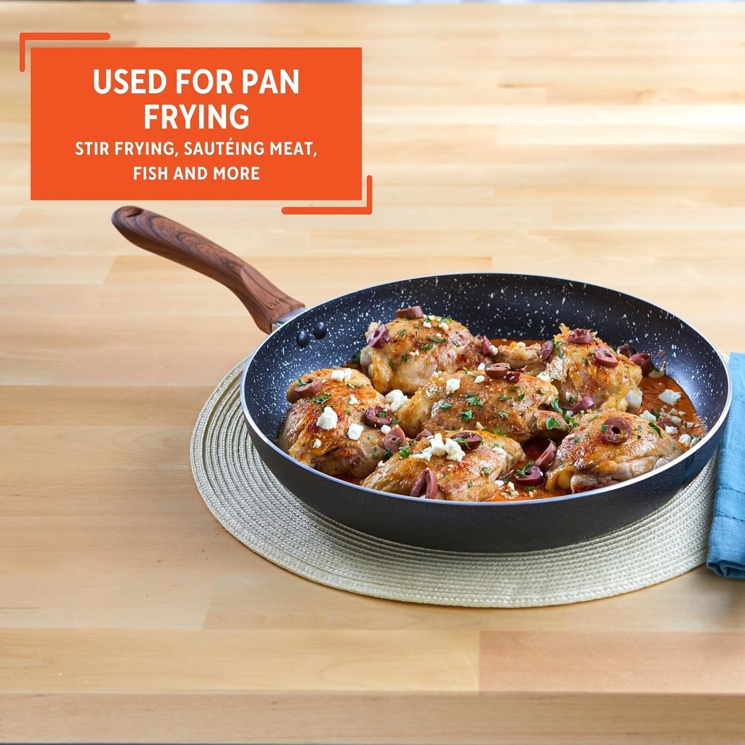 Versatile 8-Inch Fry Pan with Woodlook Handle – Ideal for Searing and Sautéing