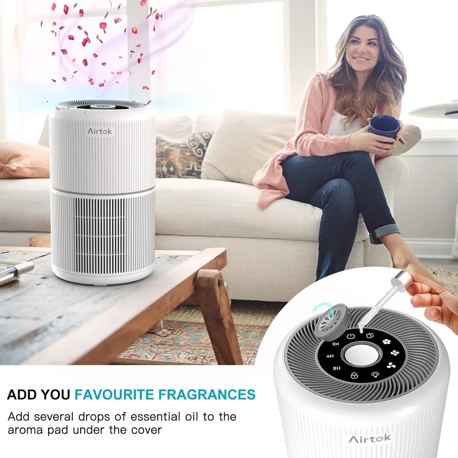 2 Pack Air Purifier for Home Bedroom with H13 True HEPA Filter for Smoke,