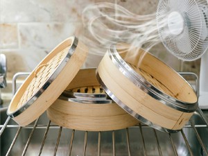 Bamboo Steamer Basket, Stainless Steel Reinforced Rim, 12-Inch 2-Tier Steamer
