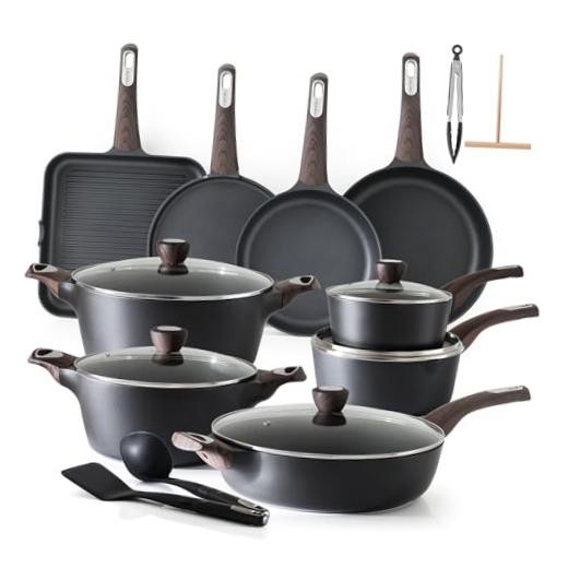 Pots and Pans Set Non stick, Non toxic Healthy Induction Classic Black