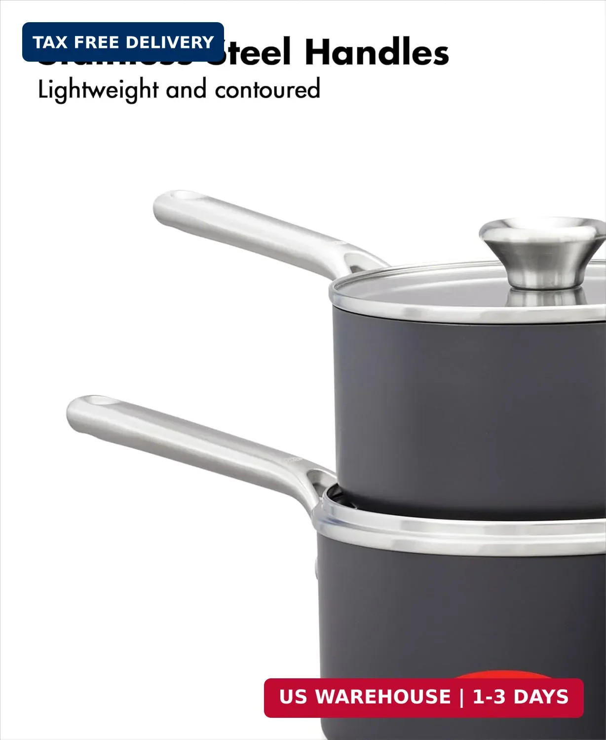 OXO Professional 1.7QT and 2.3QT Saucepan Pot Set with Lids Hard Anodized Cerami