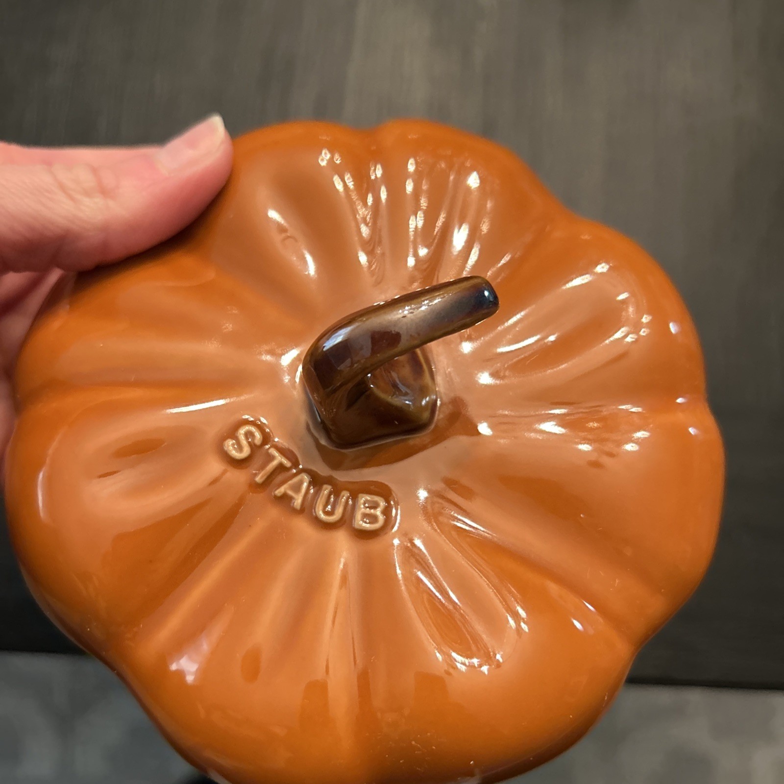Staub Burnt Orange .5 Qt Pumpkin Cocotte Halloween Thanksgiving