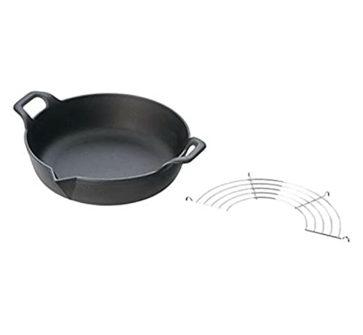 IWACHU Nanbu Tekki Tempura Pot For Gas Cast Iron 10.6″ Made in Japan black 25102