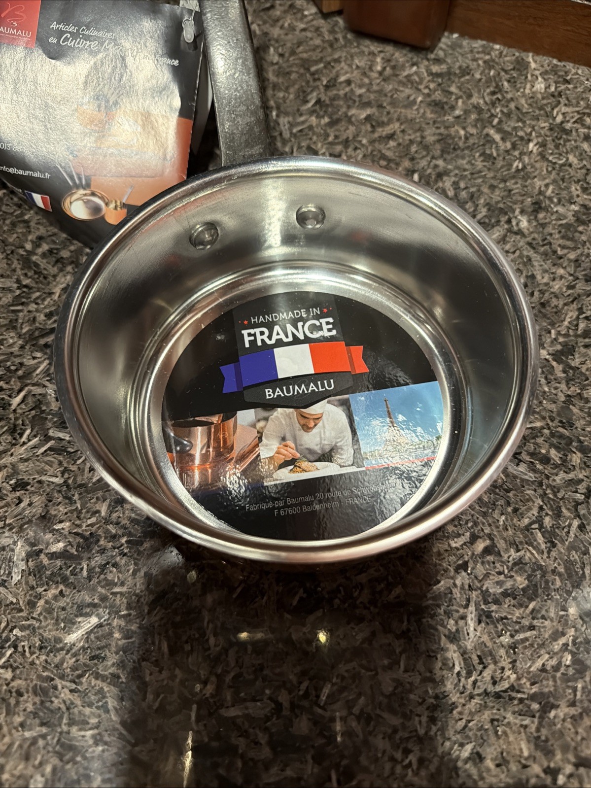 NEW French BAUMALU Tin-Lined Copper Sauce Pot 2in Height 5in Diameter