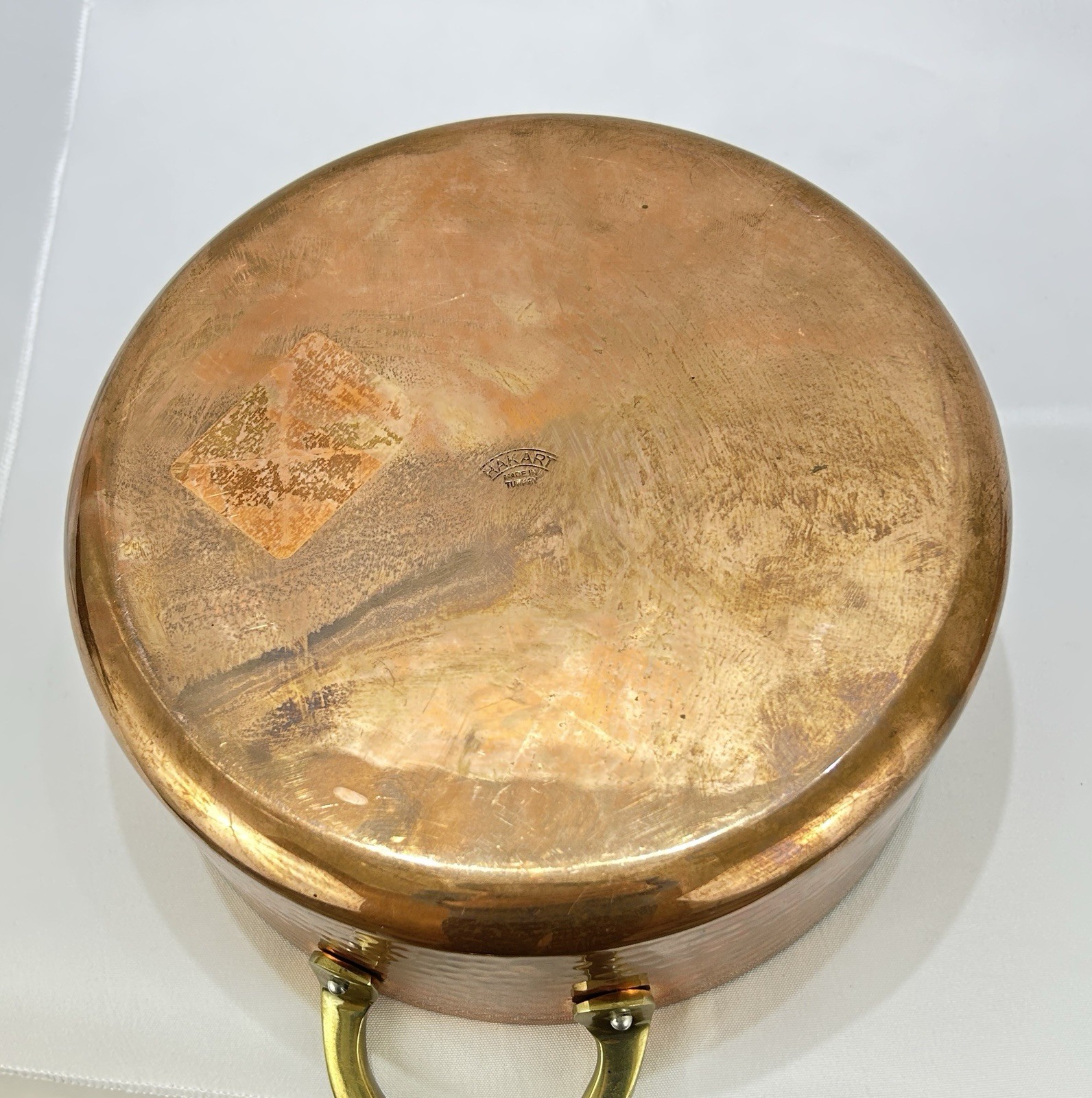 HAKART Hammered Copper Tin Lined Stockpot With Lid Brass Handles