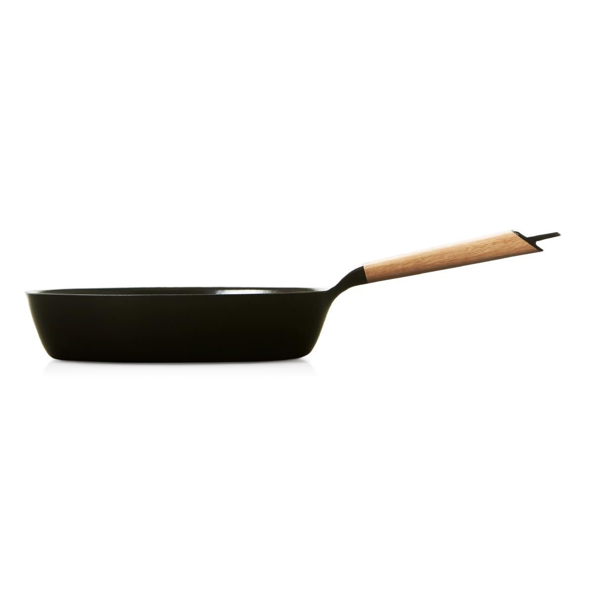 Vermicular Deep Frying Pan 28cm Cast Iron Enamel IH Gas Oak Handle FP28D-OK