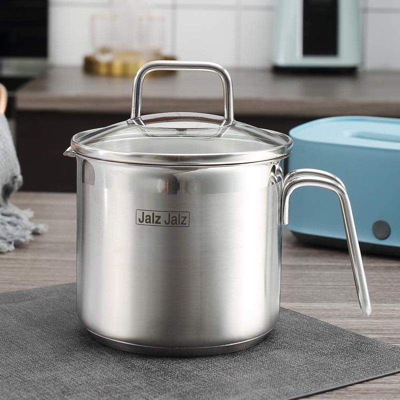 2 Quart Stainless Steel Saucepan W/ Glass Lid Strainer Cooking Pot Heavy Duty US