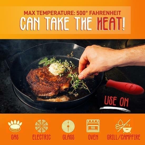 NutriChef 3 Piece Pre-Seasoned Cast Iron Skillet Set 500°F Heat Resistant