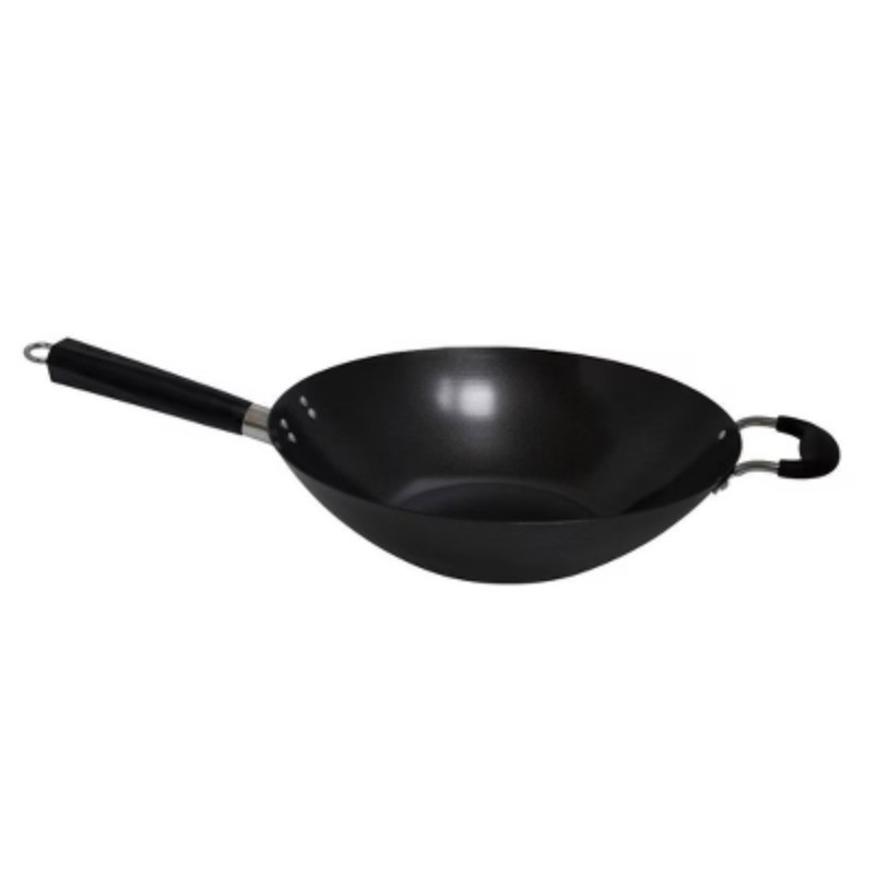 14″ Coated Wok with Bakelite Handle: Preseasoned, Stay-Cool Handles