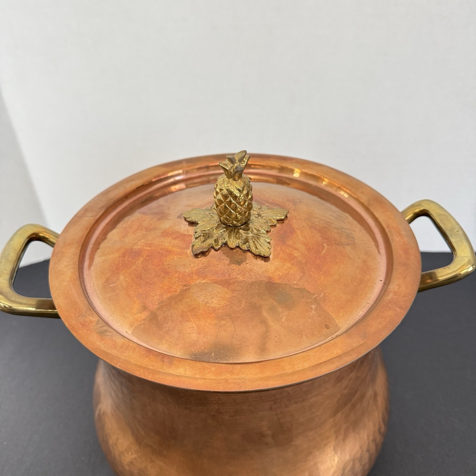 Ruffoni Historia Hammered Copper 5.5 Qt Stock Pot Pineapple Knob ITALY New
