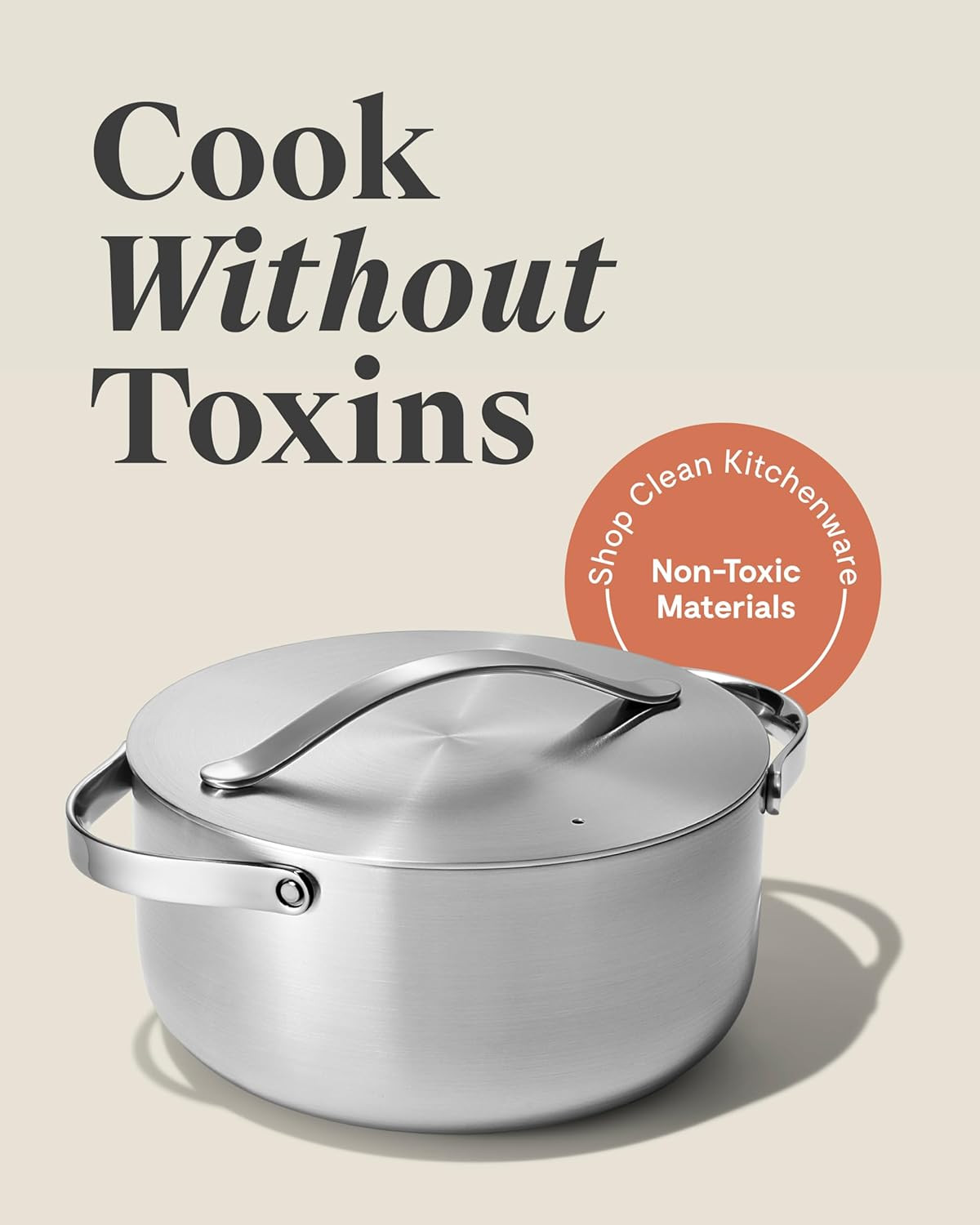 6.5 Qt Stainless Steel Dutch Oven – 5-Ply, Oven Safe & Non-Toxic Cookware