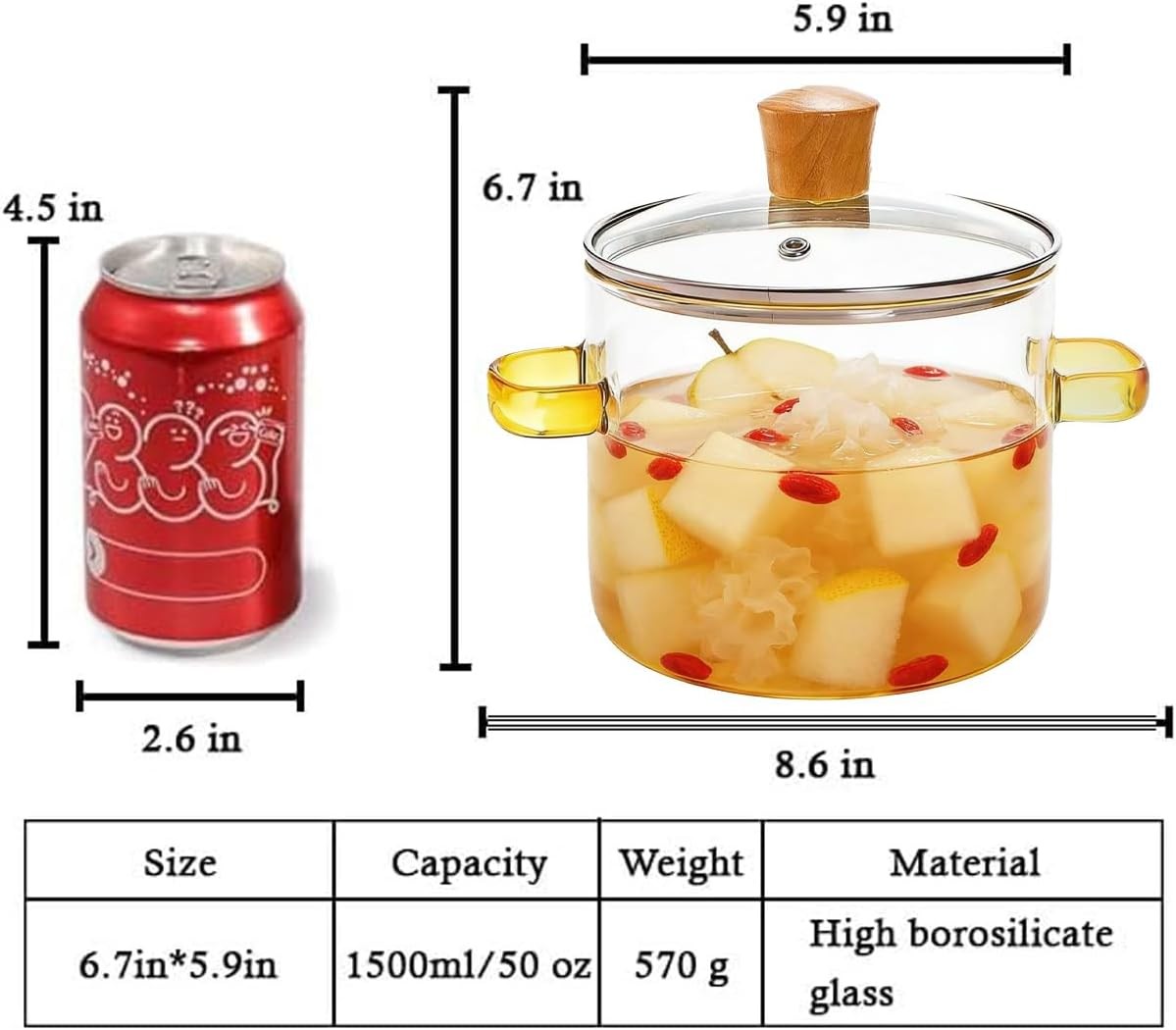 microwave, oven, dishwasher Transparent soup pot, aromatherapy pot, milk,