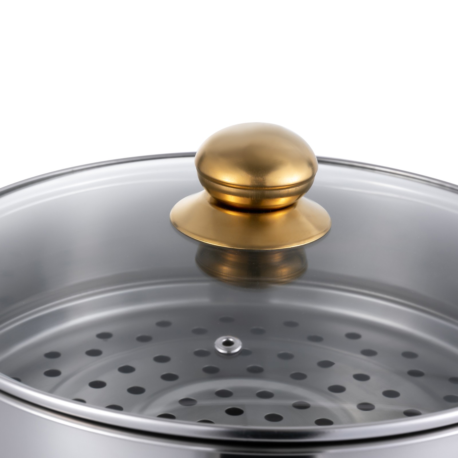 7.4QT Stainless Steel Steam Pot w/ 5 Tier Steamer Basket & Glass Lid for Cooking