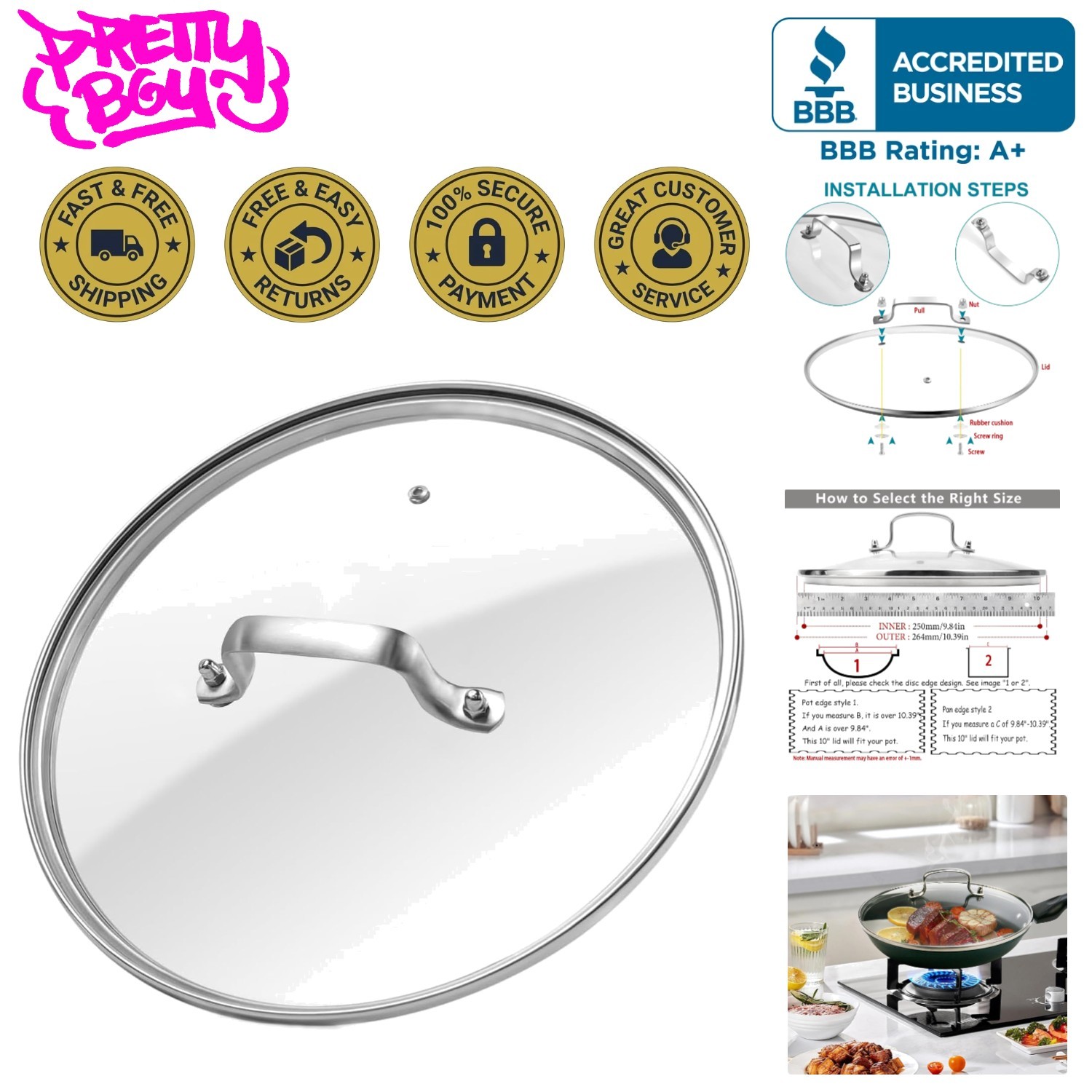 Versatile 10 In. Glass Lid with Leak Proof Vent – Ideal for Various Cookware