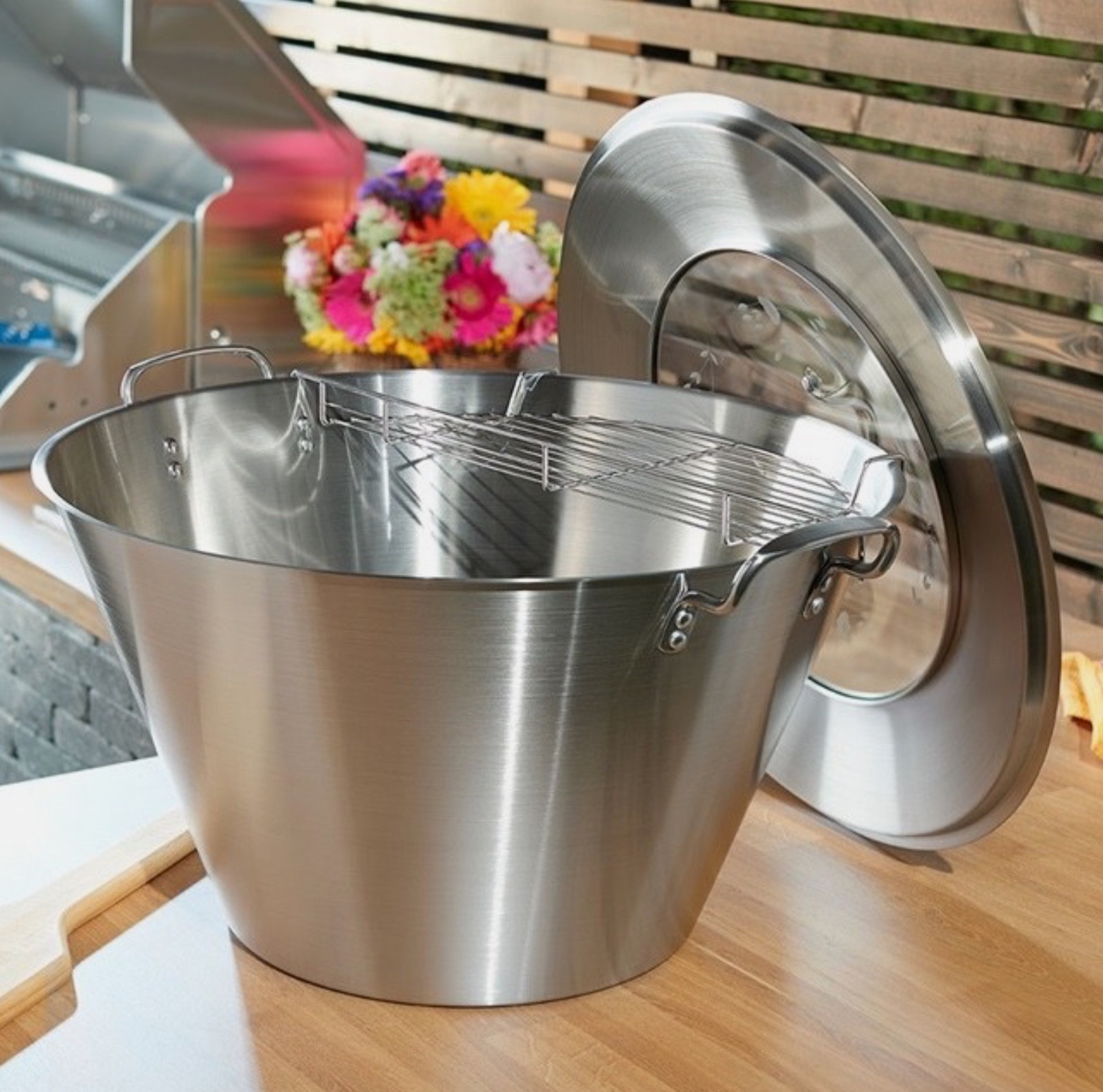 Princess House barbecue cazo de 50qt acero inoxidable & WOODEN PADDLE